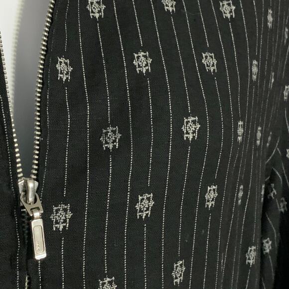 Vintage 90s Chico’s Design Linen Blend Jacket Sz L / 2 Black White Boho Full Zip - Picture 5 of 11